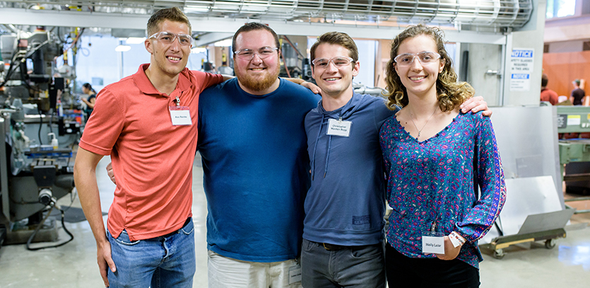 (Left to right) Student-trainers Alec Reinke, Colton Colwell, Christopher Bopp, and Molly Lazar.