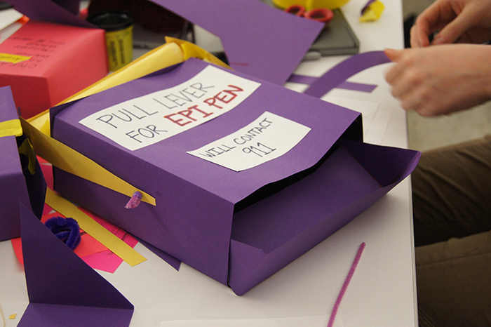 EDI and IPD students create low-fidelity prototypes for the design challenge. 