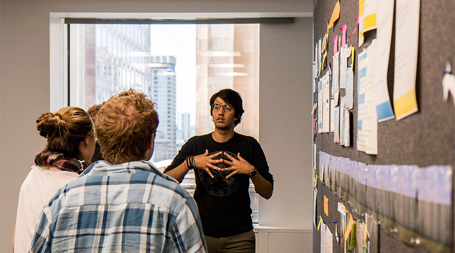 Presenting initial ideas to clients.