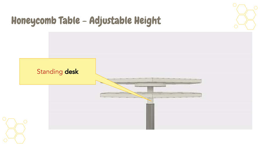 The Honeycomb Table can be transformed into a standing desk.